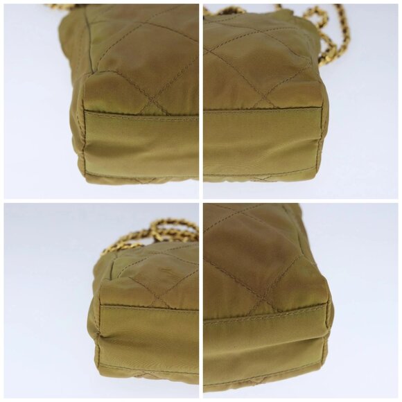 PRADA Chain Shoulder Bag Nylon Beige Gold Auth - Picture 15 of 15